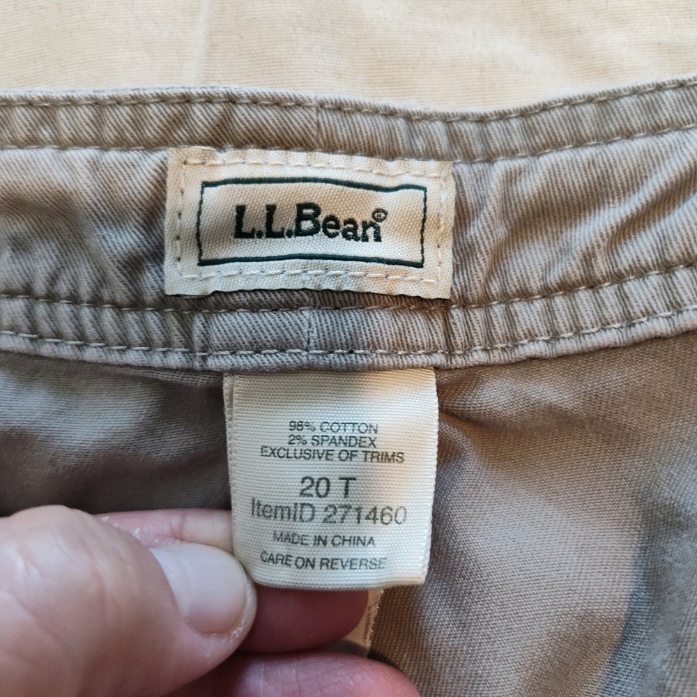 LL Bean Womens Cargo Pants 20T Tan Khaki Cotton Stretch Straight Leg 271460 - Picture 3 of 4